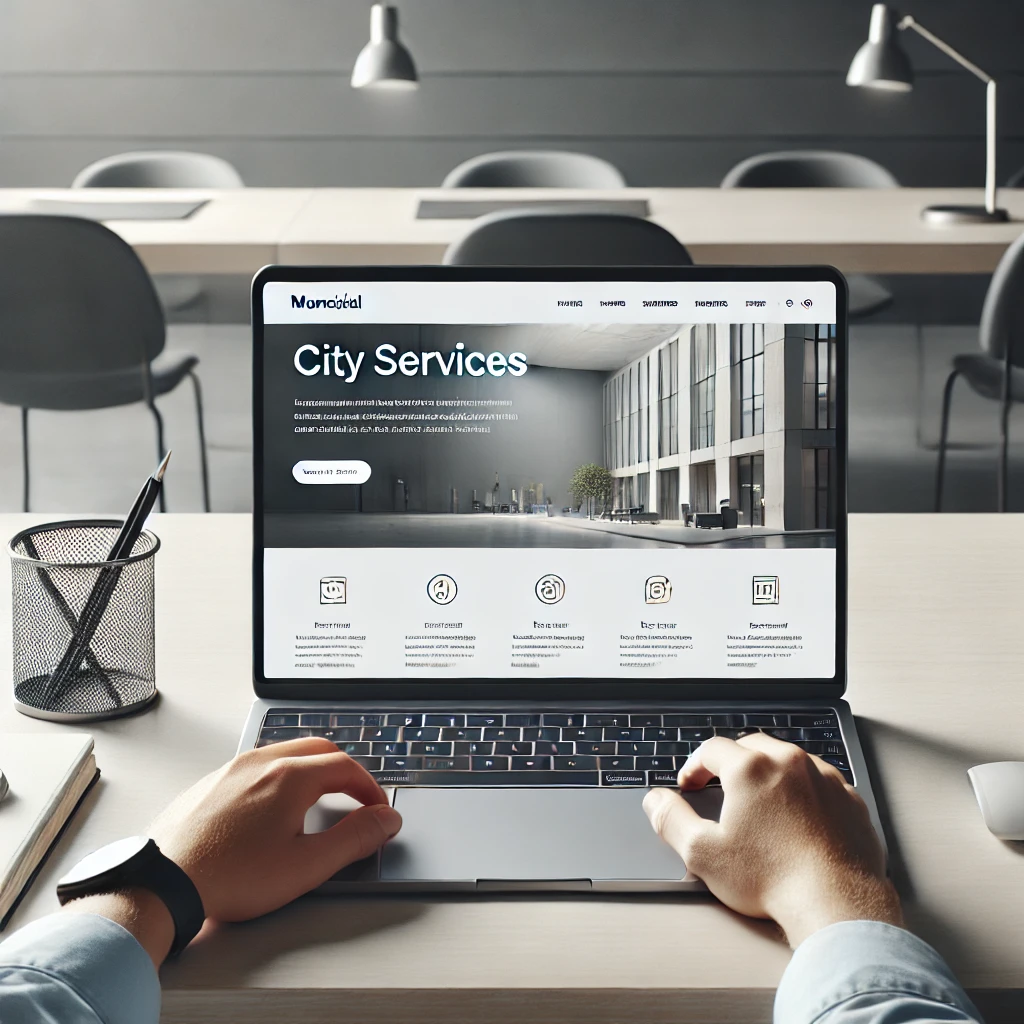 laptop screen displaying a municipal website.